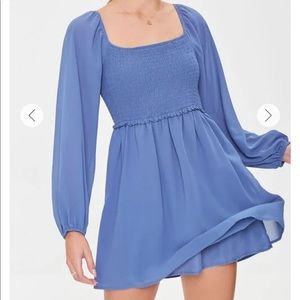 BRAND NEW with tags Indigo blue long sleeve dress square neckline size small